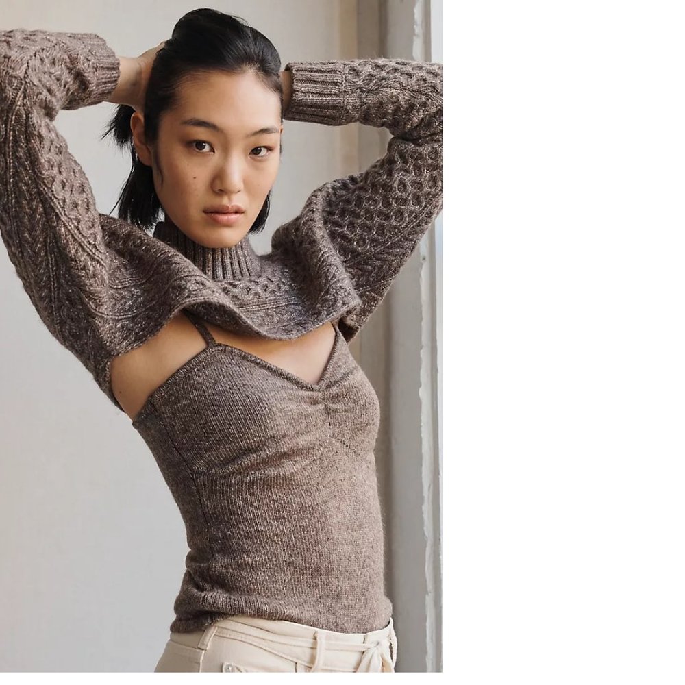 Anthropologie Cable-Knit Sweater Tank Set size L new with tag